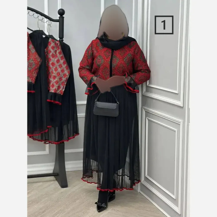 ست کت و دامن زنانه مدل گلرخ جنس تافته سوزن دوزی سایز فری 36 تا 46
