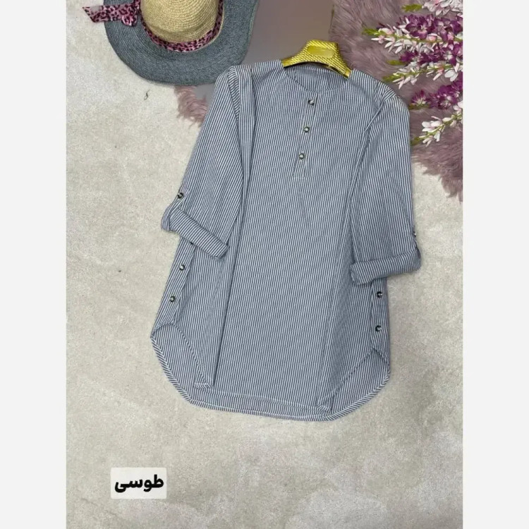 شومیز مانتویی زنانه مدل مینا جنس لنین ایرانی در دو رنگ و دو سایزبندی