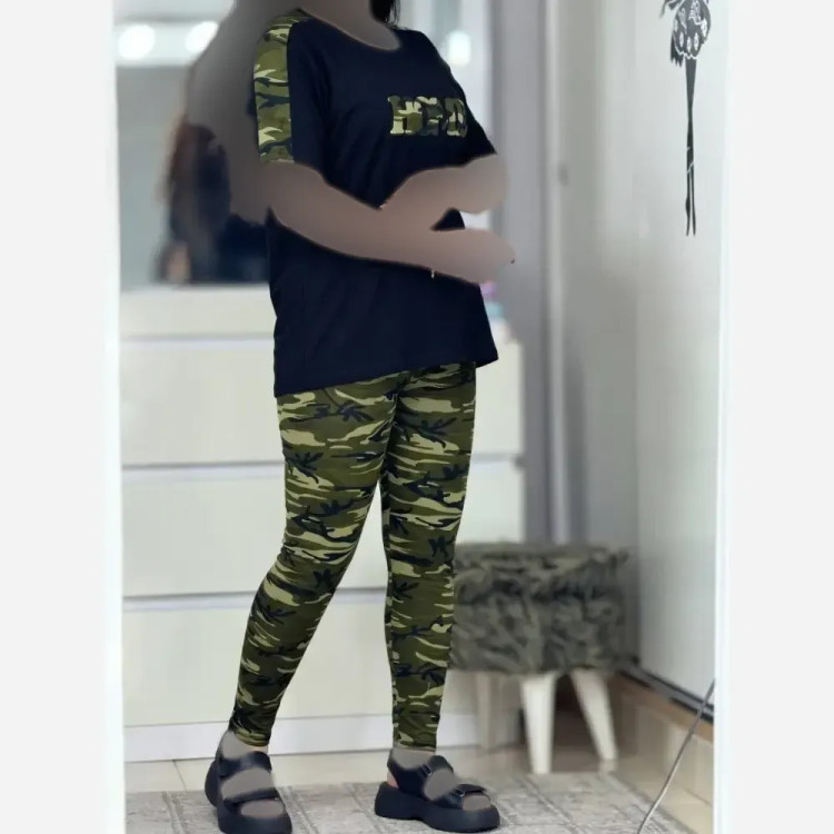 ست تیشرت و شلوار زنانه مدل HOME جنس اسپان کشی فری سایز 38 تا 46