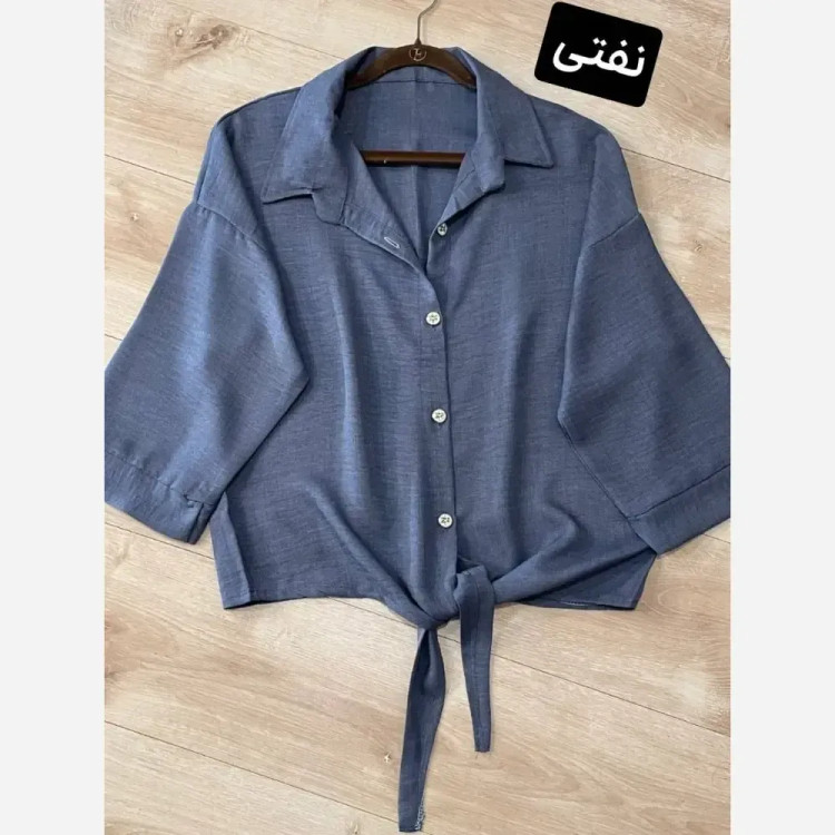 شومیز زنانه گره ای جنس شانتون فری سایز مناسب تا 46