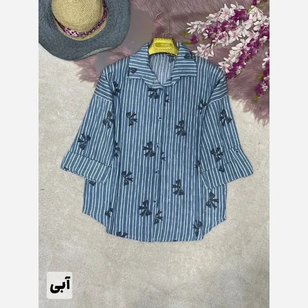 شومیز راه راه زنانه جنس ایوا کاملس نگین دار فری سایز 38 تا 46