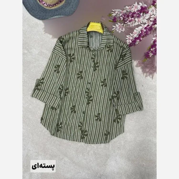 شومیز راه راه زنانه جنس ایوا کاملس نگین دار فری سایز 38 تا 46