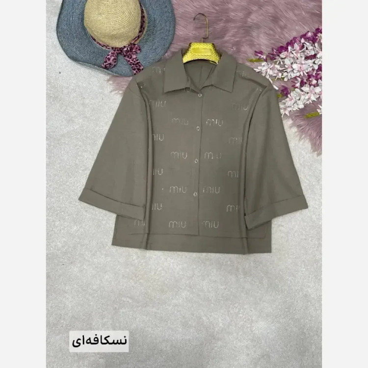 شومیز لنین نگین کوبی شده زنانه فری سایز 38 تا 46