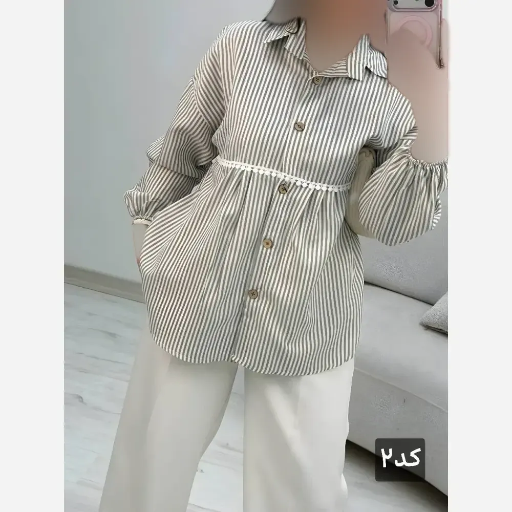 شومیز عروسکی زنانه مدل آرتمیس جنس لنین پنبه فری سایز