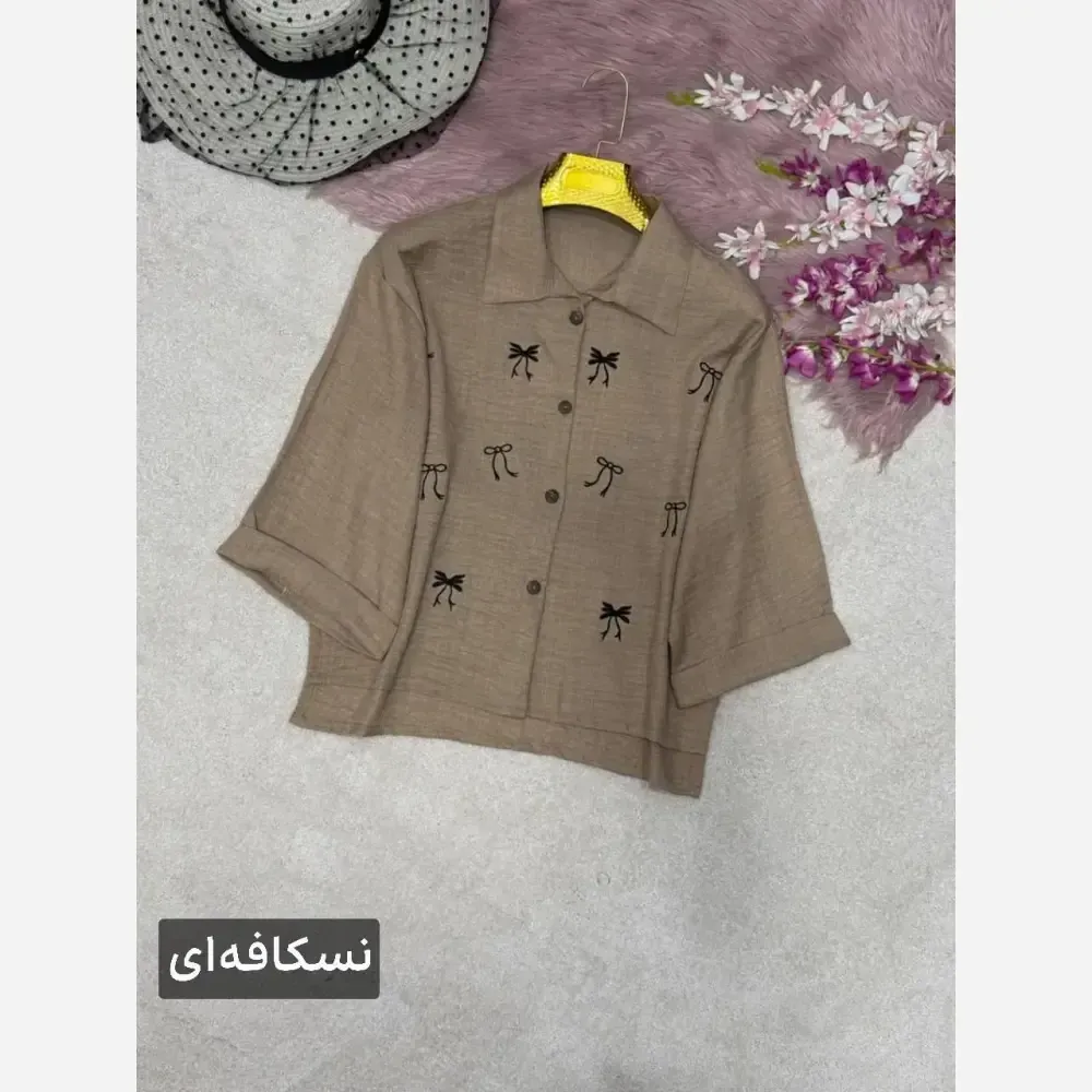 شومیز زنانه گلدوزی شده مدل میرا جنس شانتون فری سایز 38 تا 46