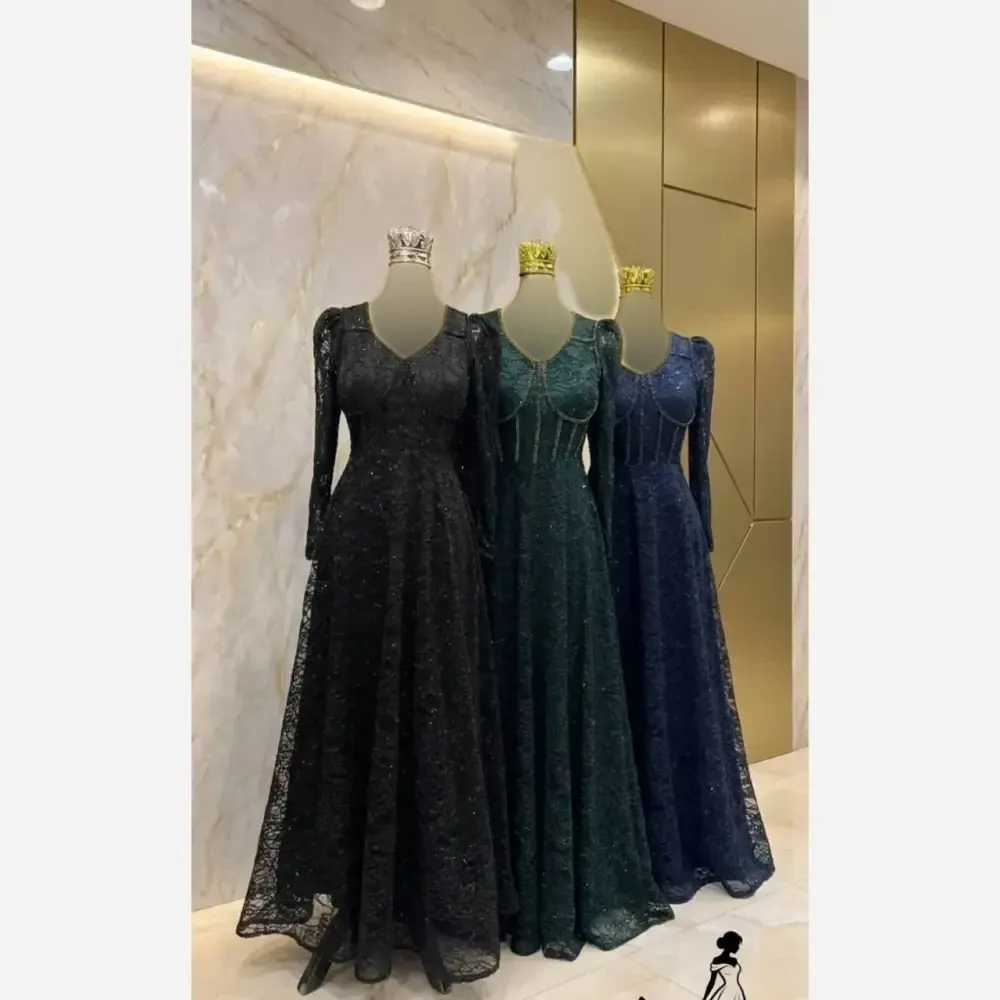 پیراهن مجلسی زنانه مدل سارا دانتل سنگدوزی شده کاپدار قد 155 سایز 40 تا 52