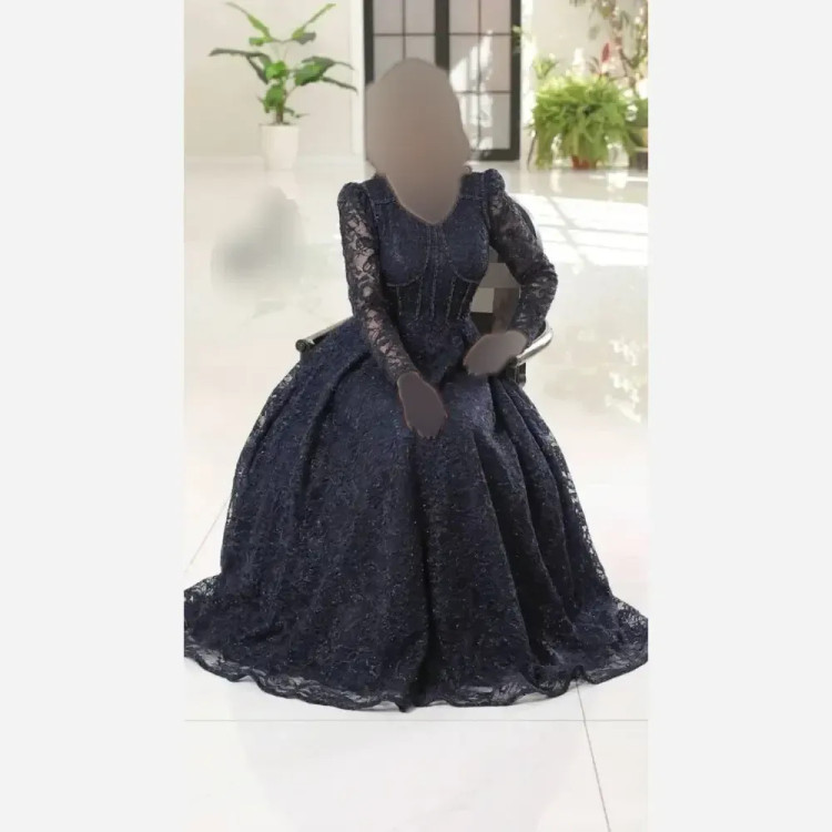 پیراهن مجلسی زنانه مدل سارا دانتل سنگدوزی شده کاپدار قد 155 سایز 40 تا 52