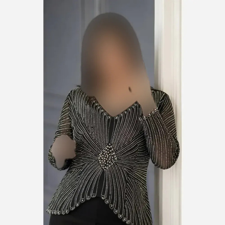 پیراهن ماکسی مجلسی زنانه سایز بزرگ مدل دامن ماهی دنبالهدار با کاپ سینه و تزئینات نگین و مروارید