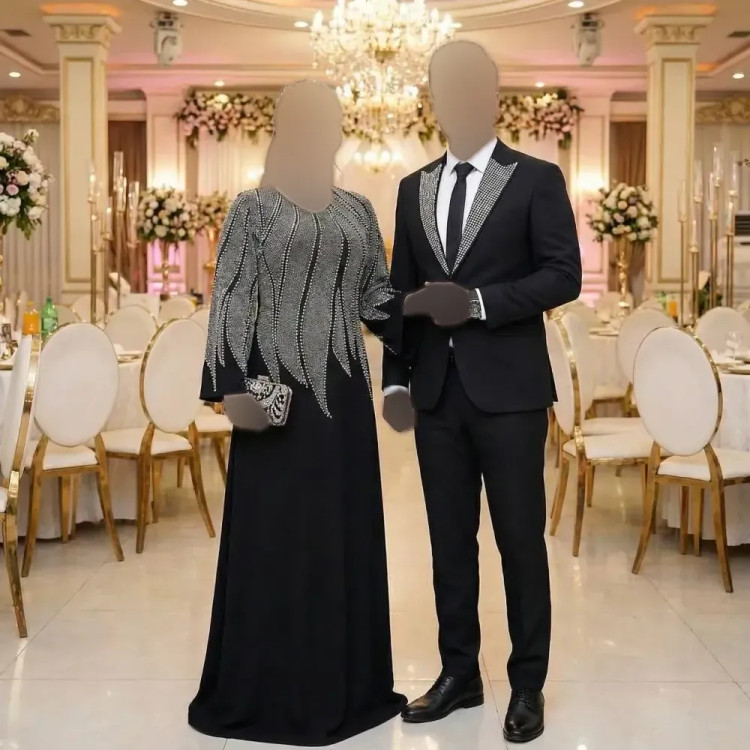 پیراهن ماکسی مجلسی زنانه مدل نازنین جنس کرپ دالقیچ رنگ مشکی