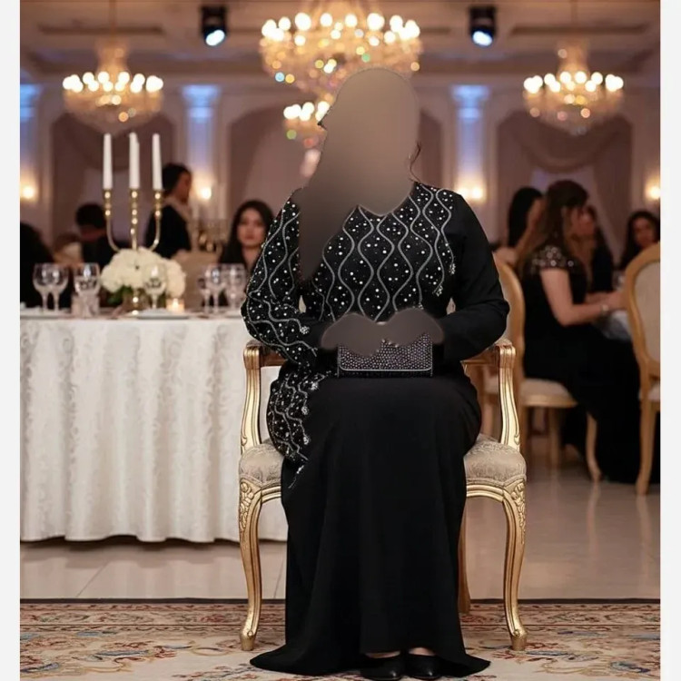 ماکسی مجلسی زنانه بیگ سایز کرپ دالقیچ مشکی نگیندار سایز بزرگ