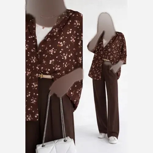 ست شومیز و شلوار زنانه مدل بهار جنس مازراتی و طرح دار وارداتی