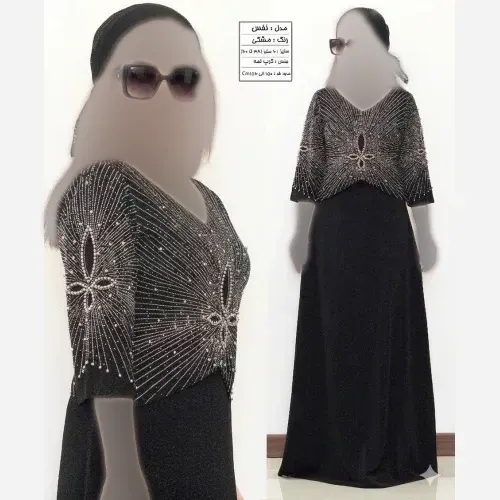 پیراهن ماکسی مجلسی زنانه کرپ لمه مشکی پشت زیپدار سایز 38 تا 48