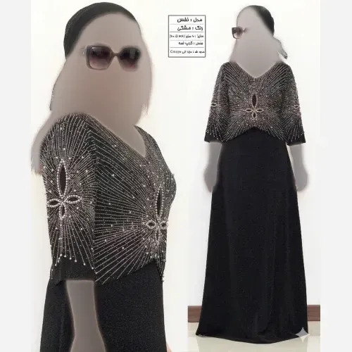 پیراهن ماکسی مجلسی زنانه کرپ لمه مشکی پشت زیپدار سایز 38 تا 48