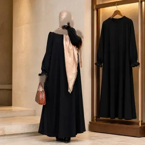 عبا زنانه مدل الیزه سایز 38 تا 48 قد 120 سانتیمتر
