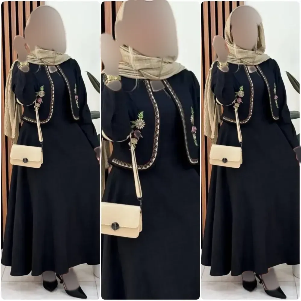 ست کت و سارافون زنانه گلدوزی شده جنس شانتون کوک دوزی سایز 38 تا 46