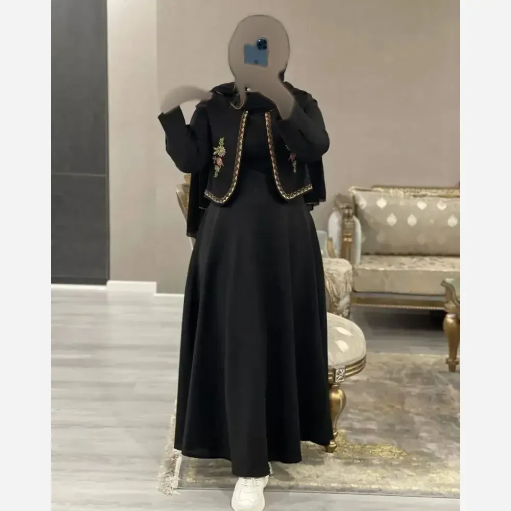 ست کت و سارافون زنانه گلدوزی شده جنس شانتون کوک دوزی سایز 38 تا 46