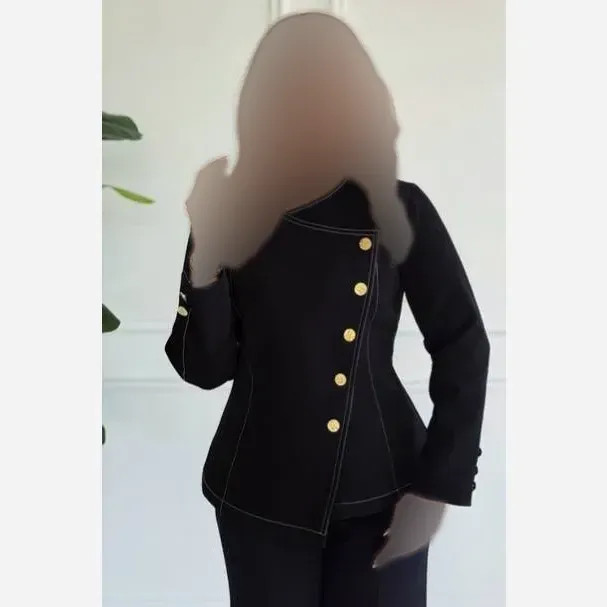 کت شلوار زنانه مدل ترمه پارچه مازراتی درجه یک رنگ مشکی