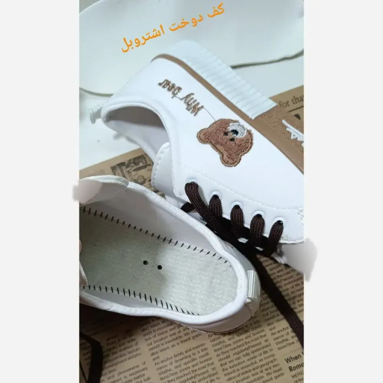 کفش ونس خرسی زنانه جنس لی کتان با لژ 2 سانت و قالب استاندارد