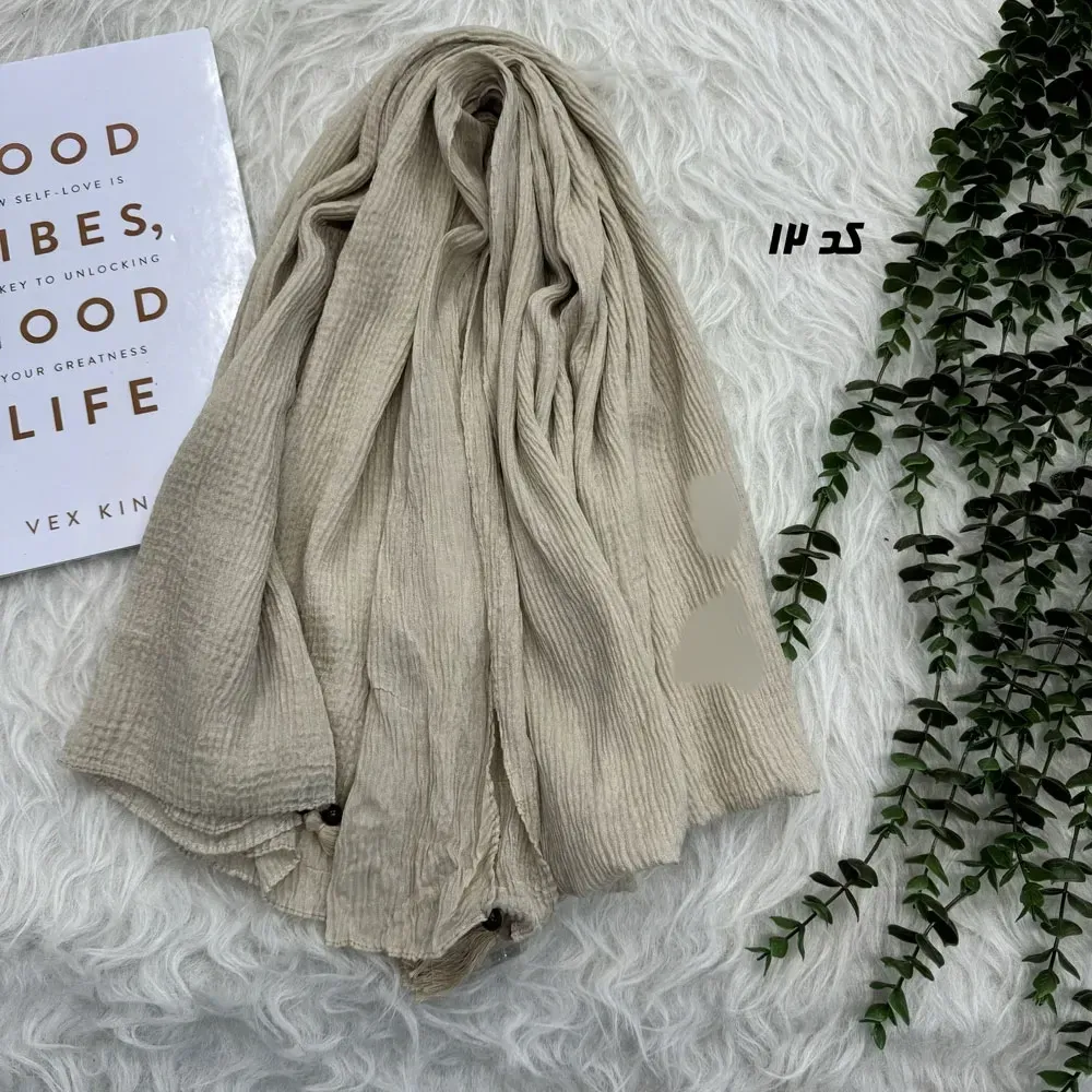 شال نخی برشکا قواره بزرگ طرح عدسی ابعاد 200 در 90 سانتی متر