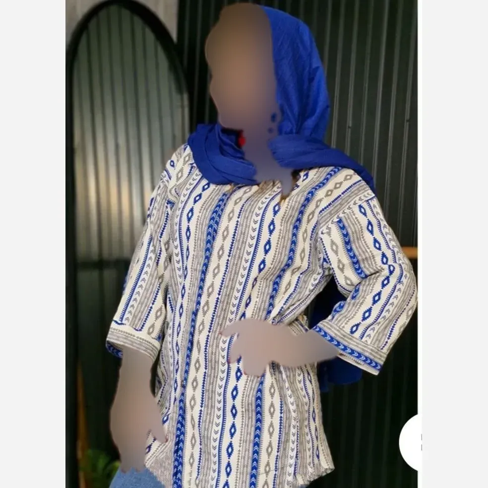 تونیک کیمونو یقه کوبایی منگوله دار زنانه جنس کراش خنک فری سایز رنگ خردلی