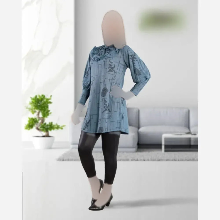 تونیک یقه کراواتی چیندار زنانه جنس کریشه فری سایز قد 90