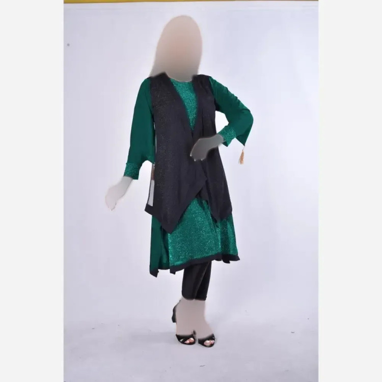 لباس مجلسی زنانه دو تیکه لمه آستین منگوله دار فری سایز