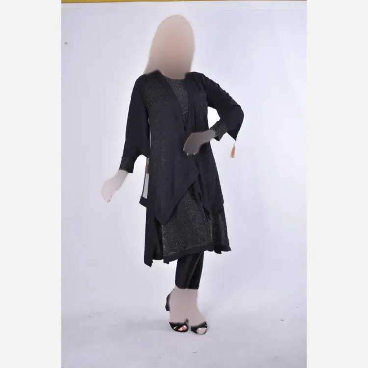 لباس مجلسی زنانه دو تیکه لمه آستین منگوله دار فری سایز