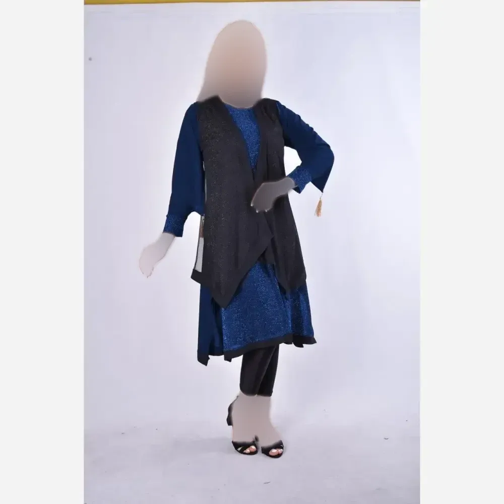 لباس مجلسی زنانه دو تیکه لمه آستین منگوله دار فری سایز
