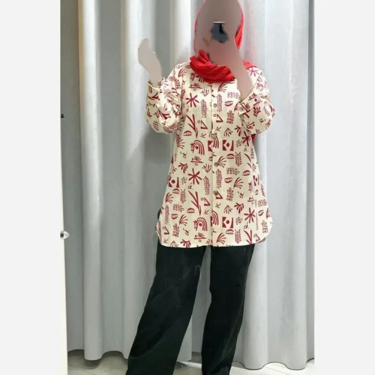 مانتو زنانه مدل شیدا جنس لنین کتیبه درجه یک فری سایز مناسب 38 تا 48