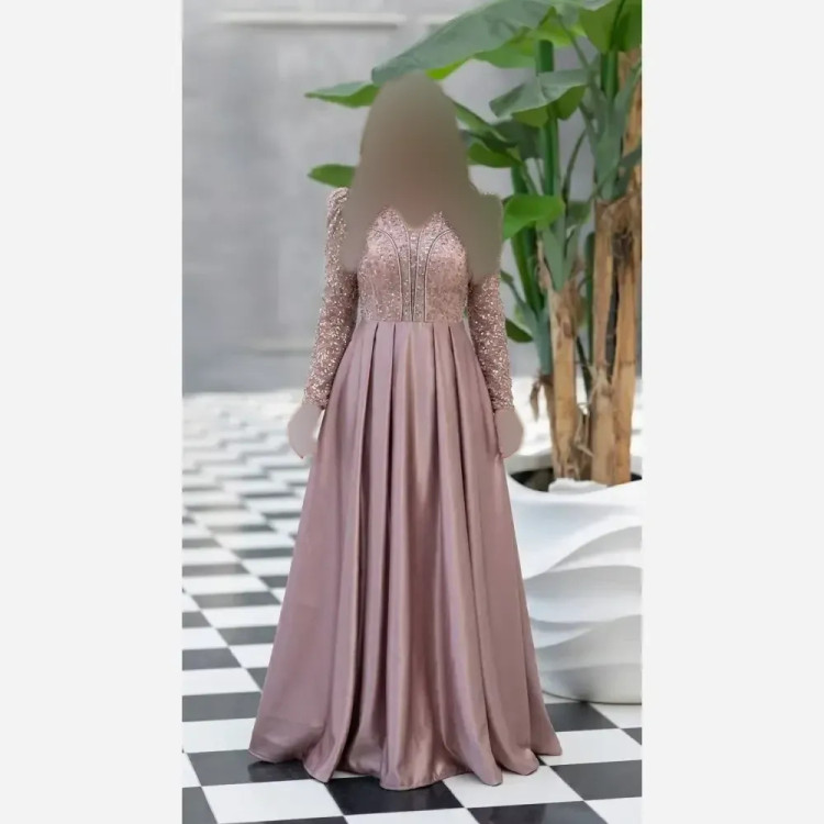 پیراهن مجلسی زنانه مدل سهیلا جنس شاین و ساتن ال ایکس قد 150