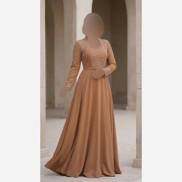 پیراهن زنانه مدل مارال جنس کرپ دالقیچ قد 150 سایز 42 تا 54