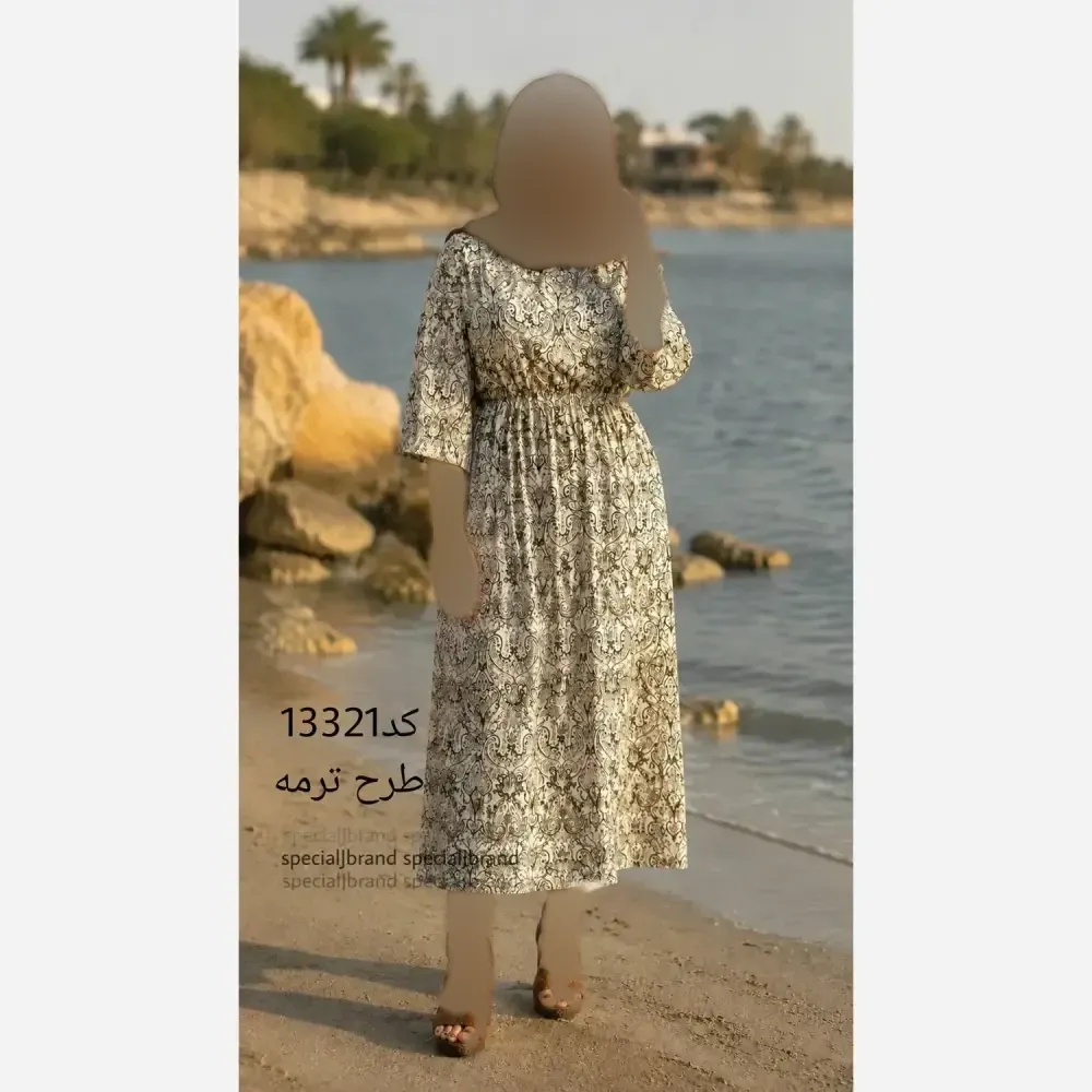 پیراهن زنانه بوگاتی طرح دار فری سایز مناسب 38 تا 46