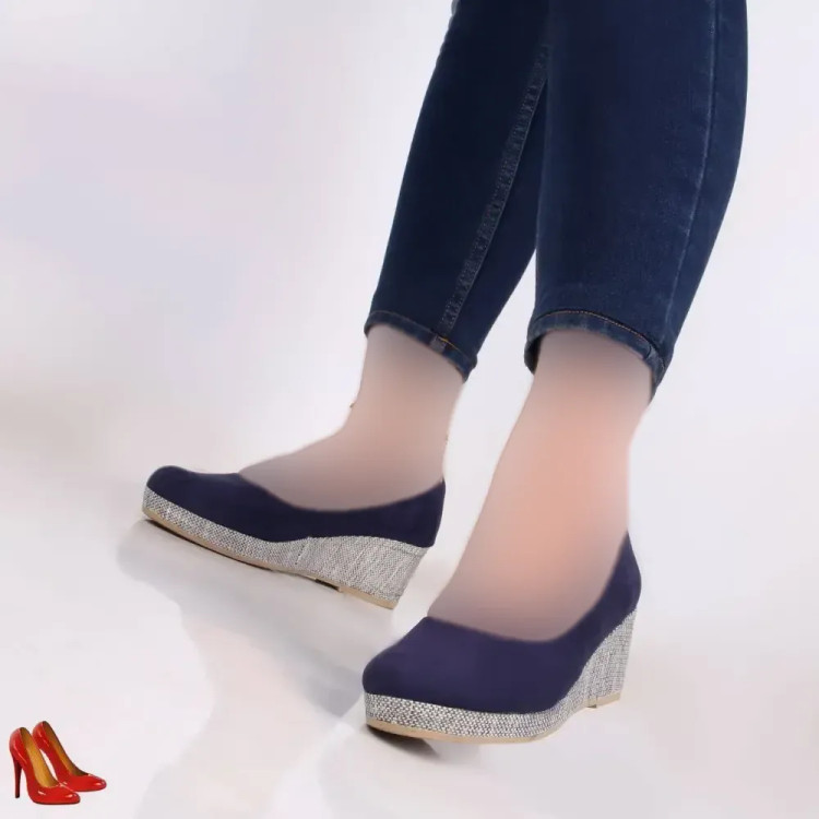 کفش زنانه حصیری کتان کبریتی ترک پاشنه 5 سانت