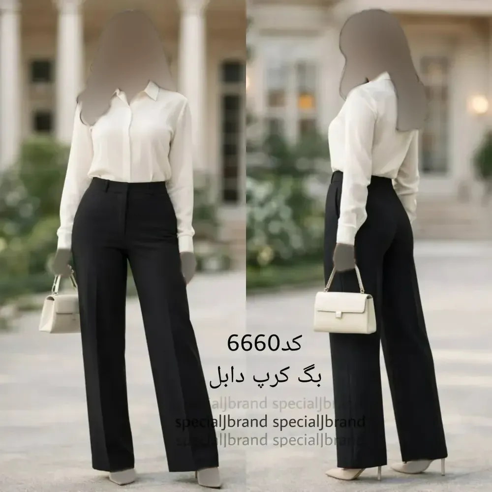 شلوار بگ زنانه کرپ دابل قد 110 جیبدار