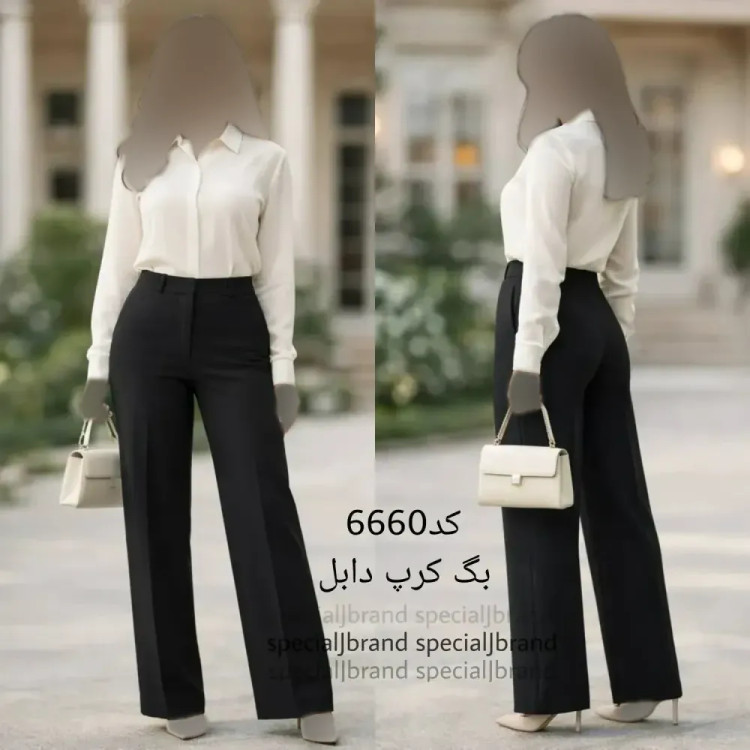 شلوار بگ زنانه کرپ دابل قد 110 جیبدار