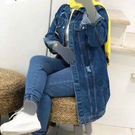 کت جین بلند زنانه مدل تینت دار در دو رنگ آبی دریایی و سرخ سنگی