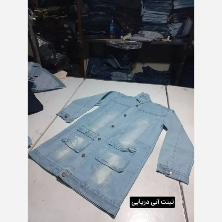 کت جین بلند زنانه مدل تینت دار در دو رنگ آبی دریایی و سرخ سنگی