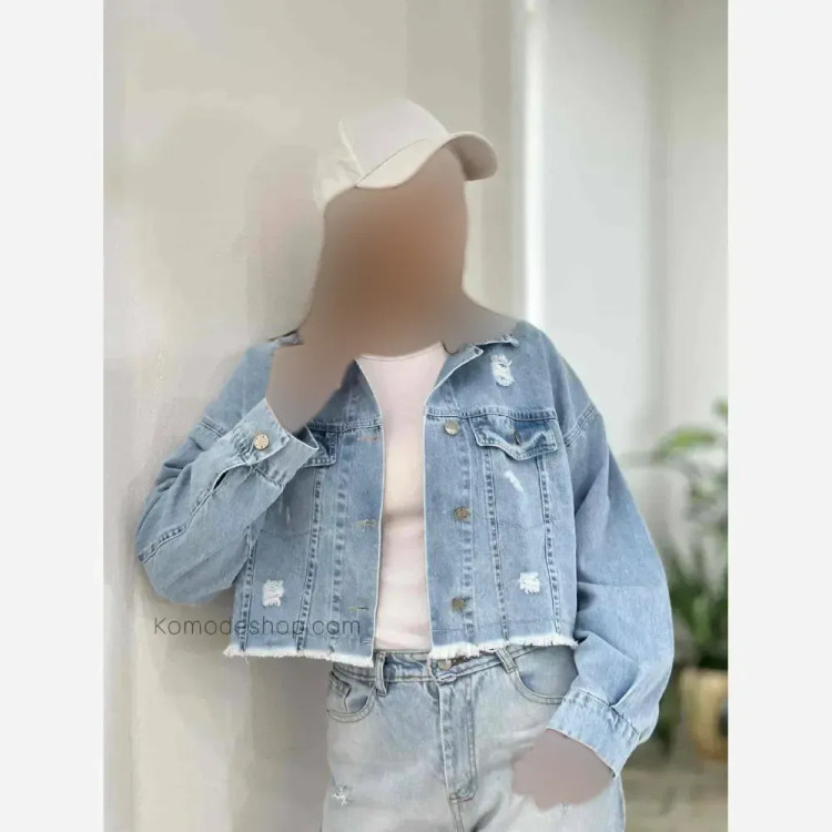 کت جین کوتاه زنانه مدل تینتدار در دو رنگ آبی دریایی و سرخ سنگی