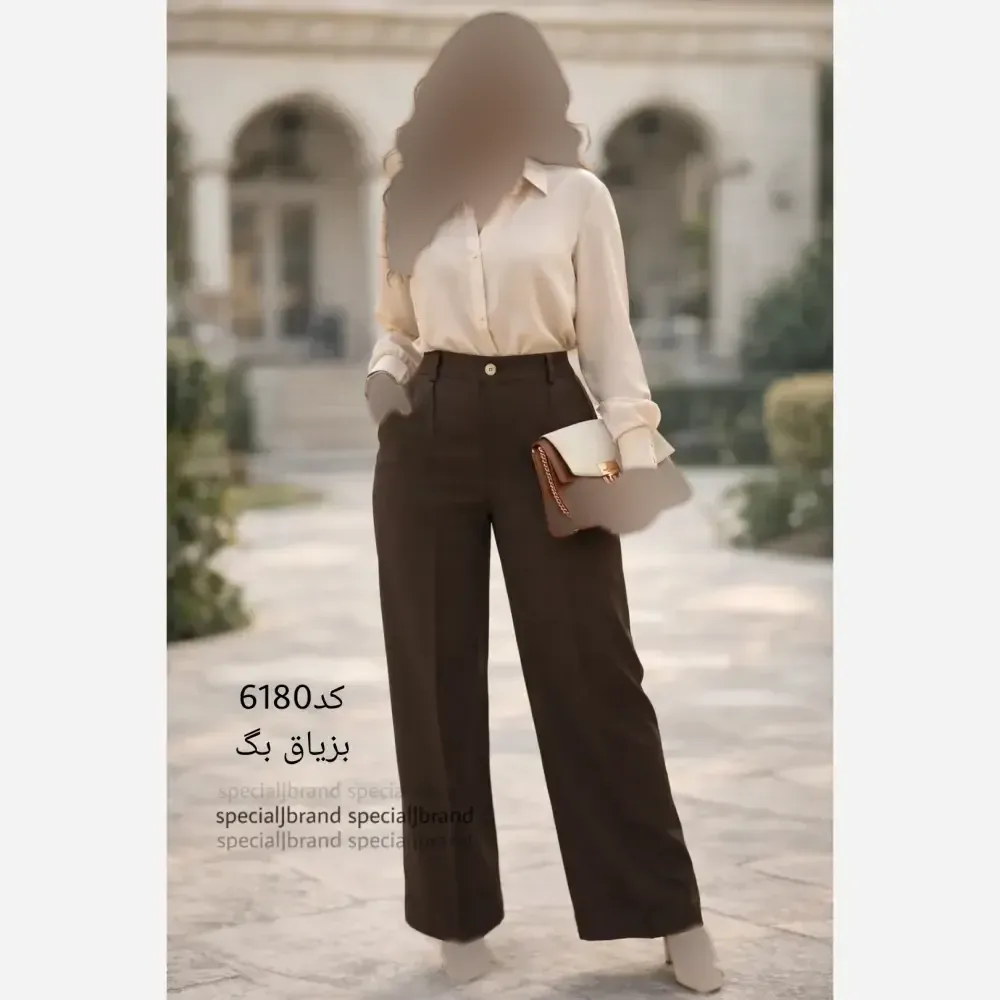 شلوار بگ زنانه پارچه بزیاق کمر کش دار با جیب قد 105
