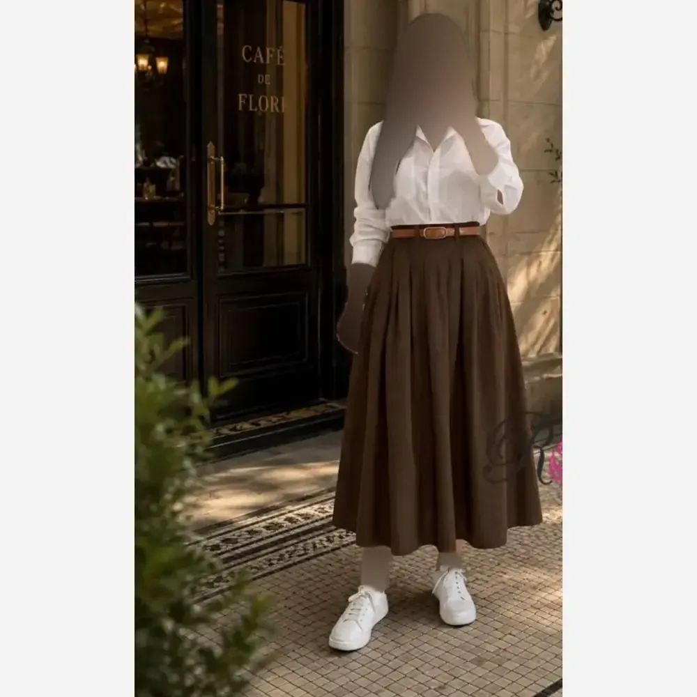 دامن کتان پرچین زنانه قد 90 سایز 38 تا 46