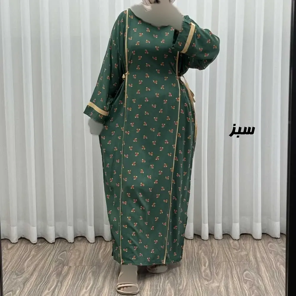 پیراهن ساحلی زنانه نخی گلریز فری سایز مناسب تا سایز 52 با کمر کشی