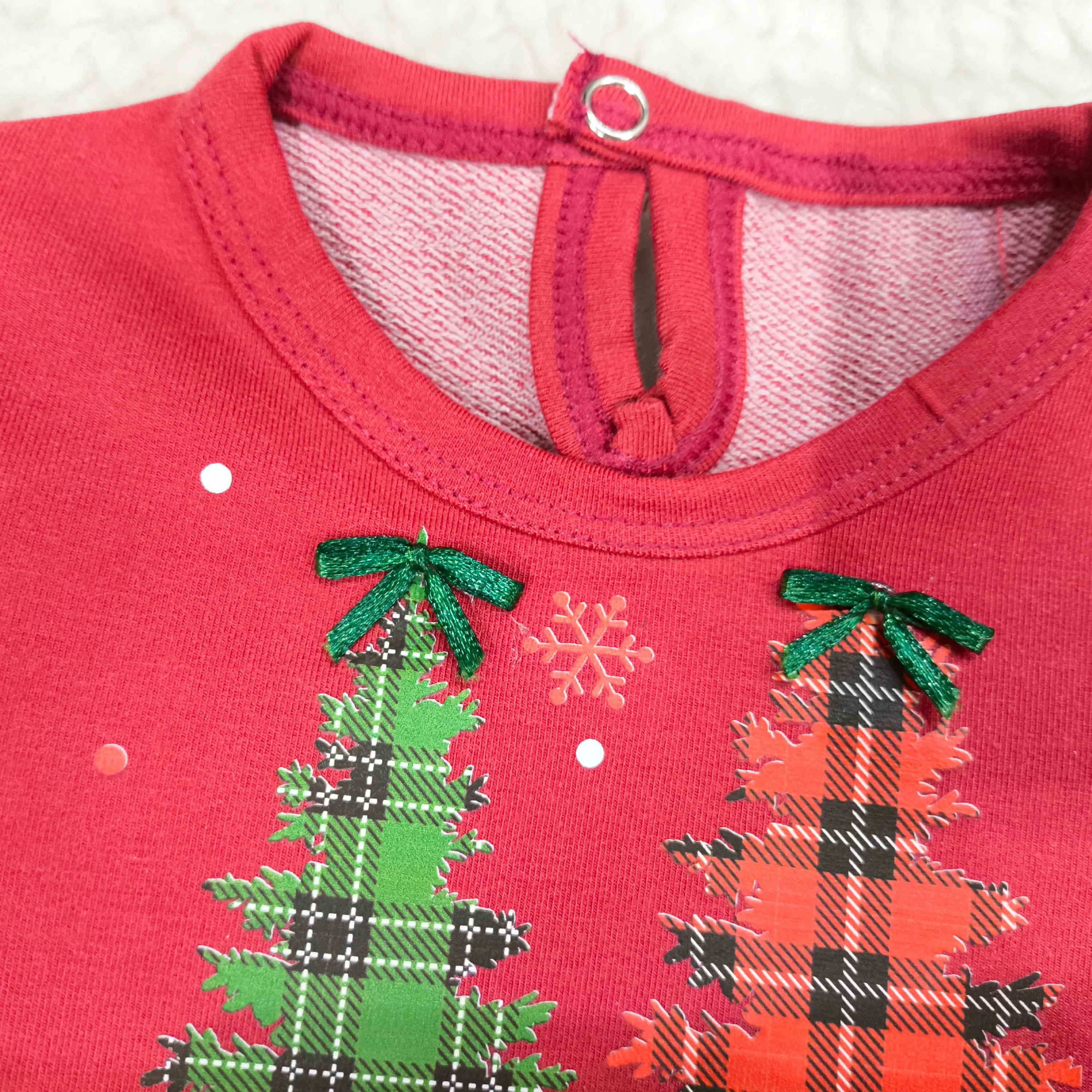 پیراهن نوزادی دخترانه ست یلدایی مجلسی کریسمس جنس دورس ملانژ تور ساتن مناسب شش ماه تا سه سال
