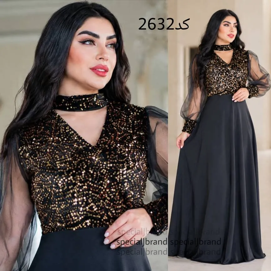 پیراهن ماکسی مجلسی زنانه مدل گلشن جنس کرپکش و پولک مخمل قد 150