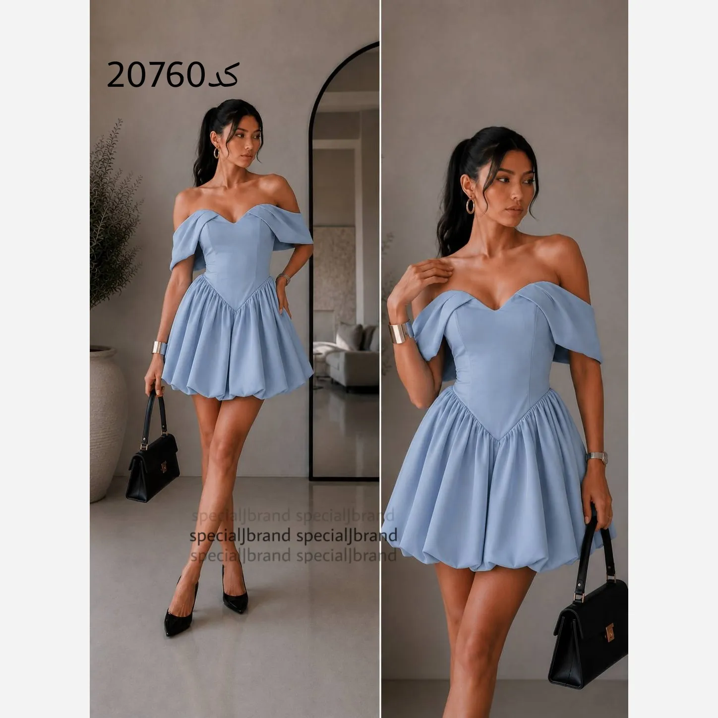 پیراهن عروسکی مجلسی زنانه جنس داکرون آستردار قد 85
