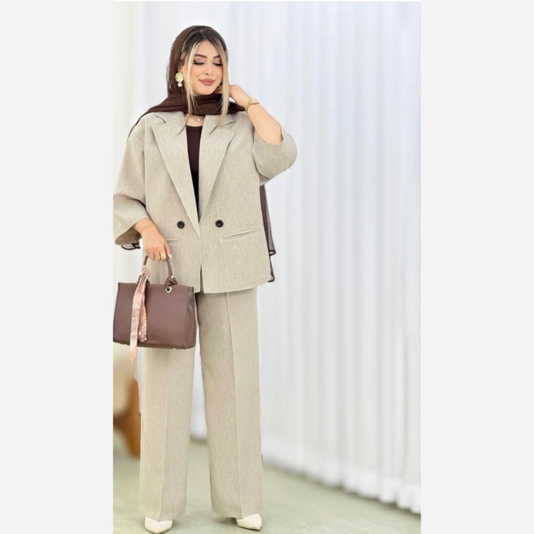 کت و شلوار زنانه مدل ستاره جنس شانتون با دوخت مزونی