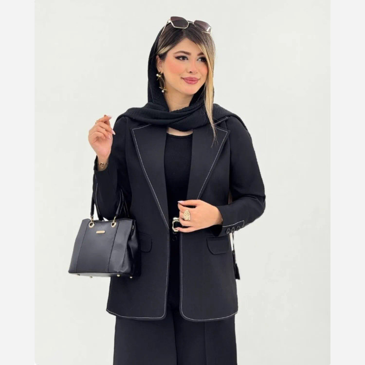 کت تک زنانه مدل جیران جنس کرپ مازراتی با دوخت مزونی