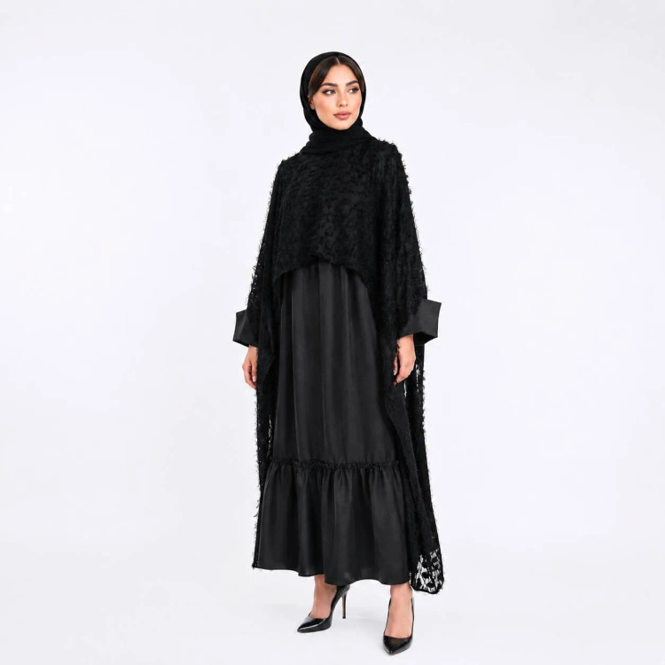 پیراهن زنانه طرح رها جنس صوفیا و یاخما مشکی سایز 38 تا 52