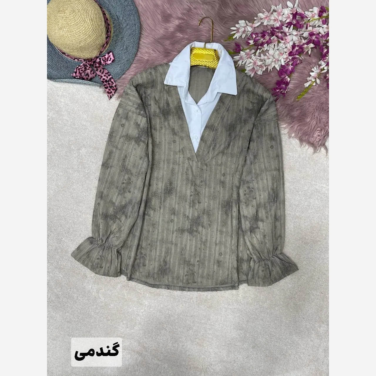 شومیز زنانه مدل پری ماهی جنس شانتون فری سایز 38 تا 46