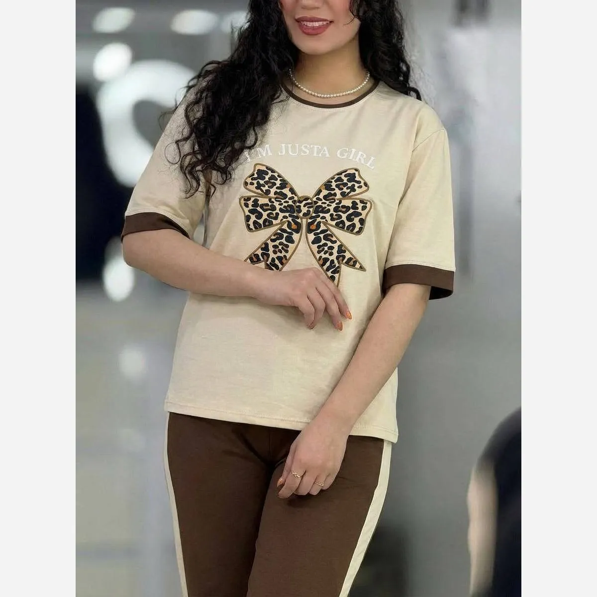 ست بلوز و شلوار زنانه پنبه گلکسی مدل ژیوا فری سایز