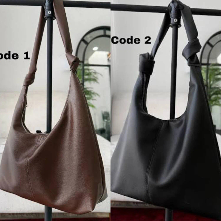 کیف بند گره ای چرمی سبک و جادار رنگ مشکی و موکا